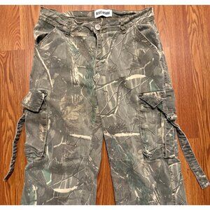 Disclosure Womens 5/27 Real Tree Cargo Pants Wide Leg Baggy Skater Y2K Fade